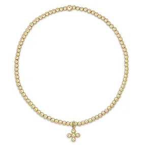 enewton Classic Gold 2mm Bead Bracelet - Classic Beaded Signature Cross Small Gold Charm