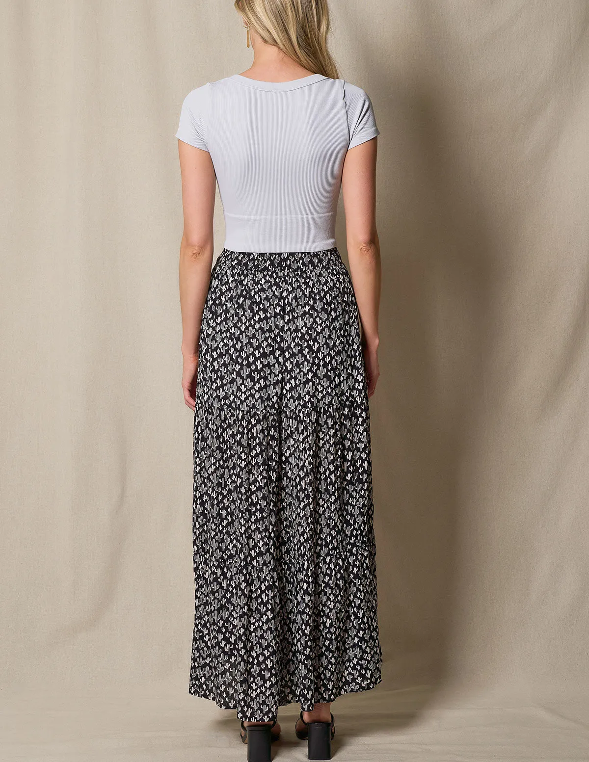 Eva Maxi Skirt - Cactus Print