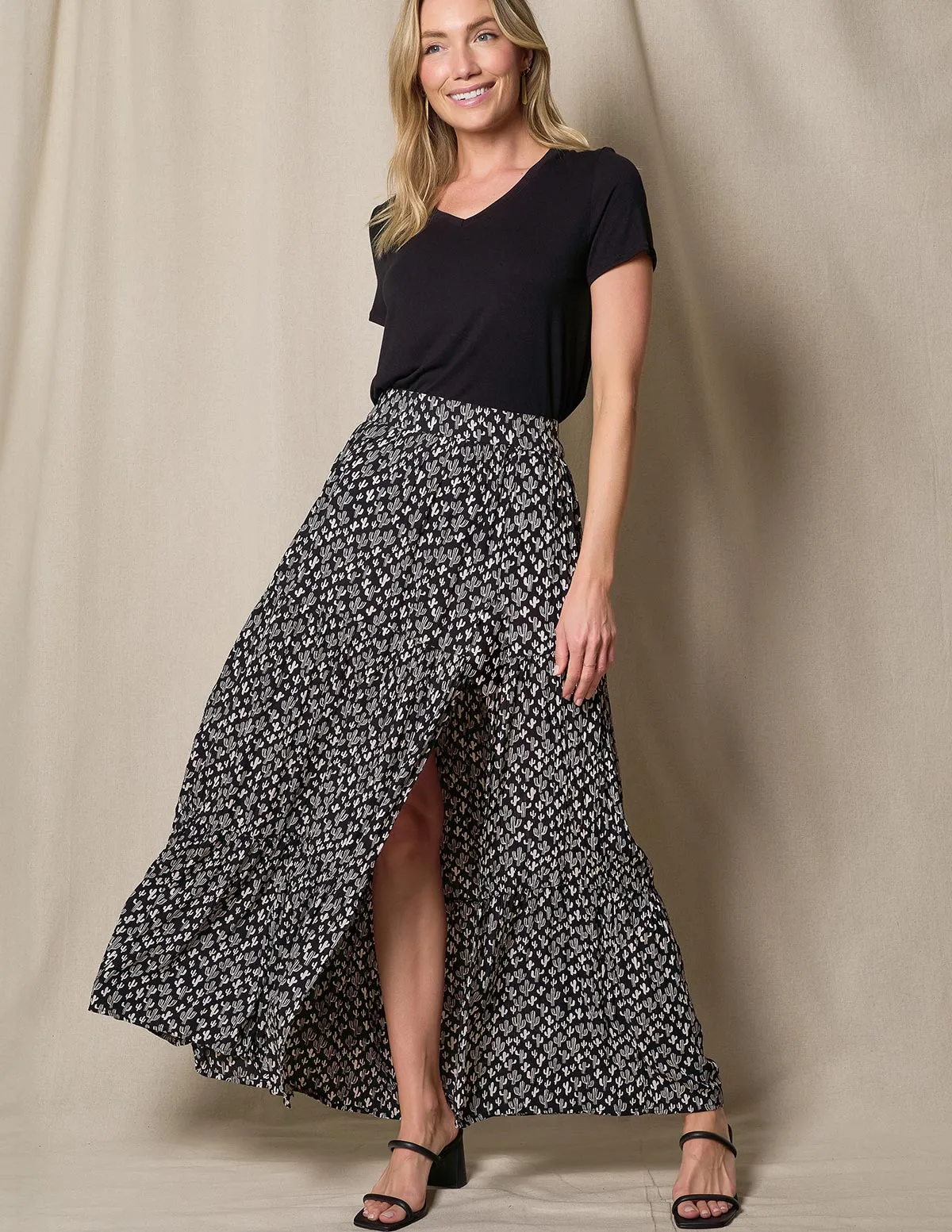 Eva Maxi Skirt - Cactus Print