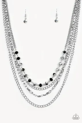 Extravagant Elegance Multi, Black and Silver Necklace and matching Earrings - Paparazzi Accessories