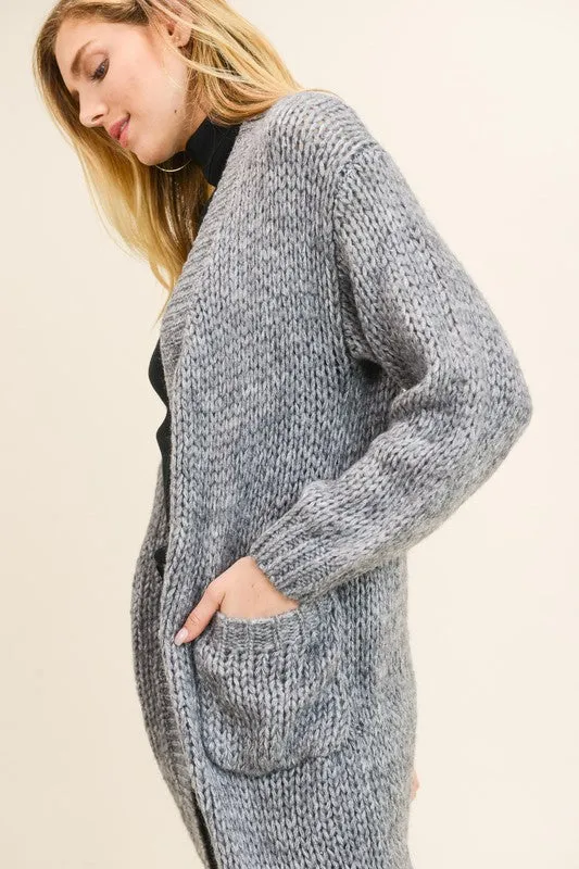 Faye Oversized Cardigan in Charcoal