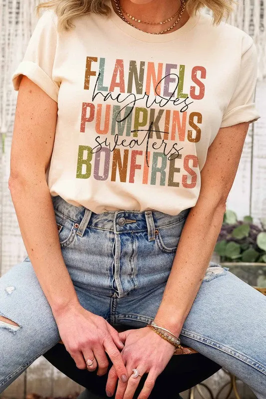 FLANNELS PUMPKINS BONFIRES GRAPHIC TEE PLUS SIZE