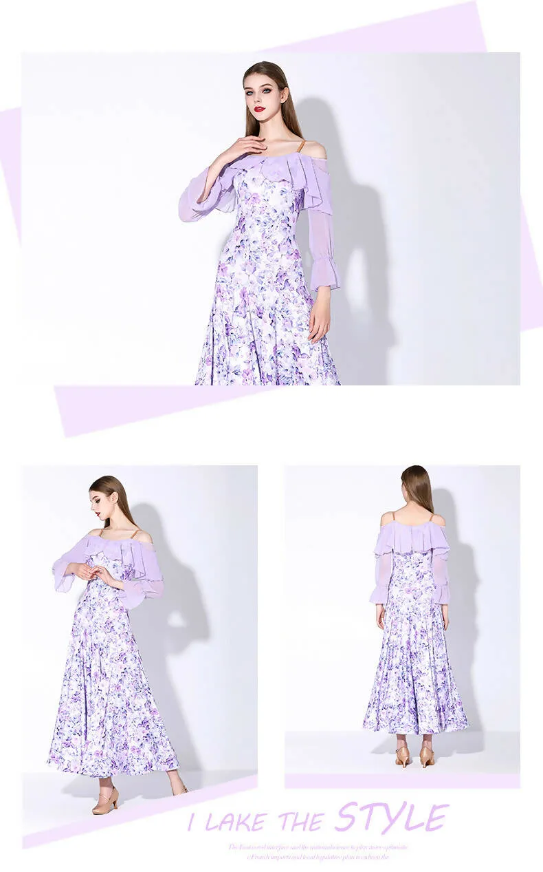 Flowing Petals Dress | Blue/Dark Red/Purple/Yellow | 883