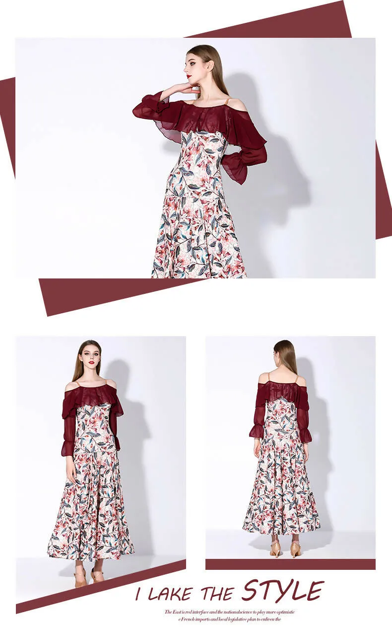 Flowing Petals Dress | Blue/Dark Red/Purple/Yellow | 883