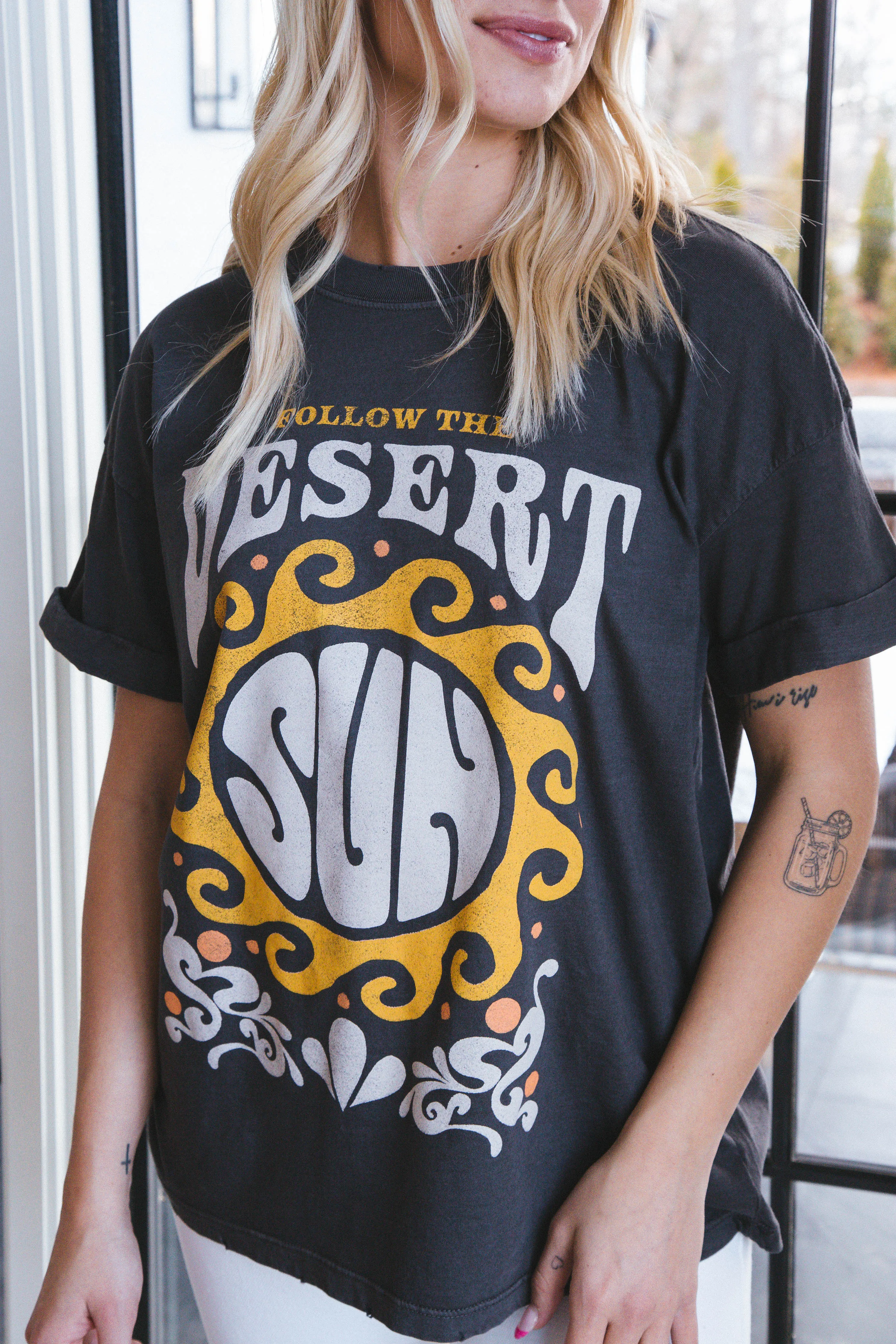 Follow the Desert Sun Graphic Tee, Vintage Black | Girl Dangerous