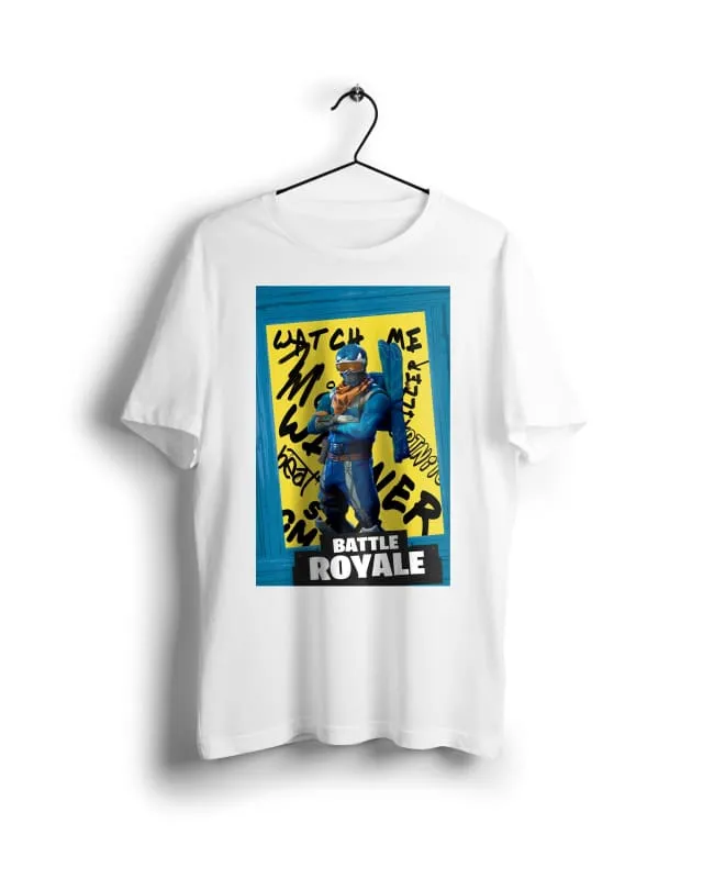 Fortnite Blue- Digital Graphics Basic T-shirt White