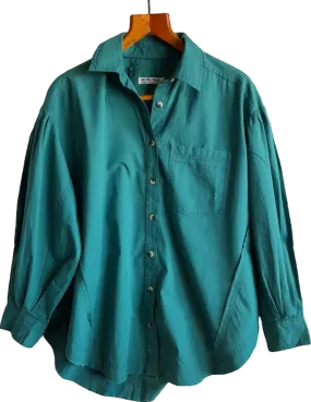 Free People Green Cotton Happy Hour Oversized Shirt UK S