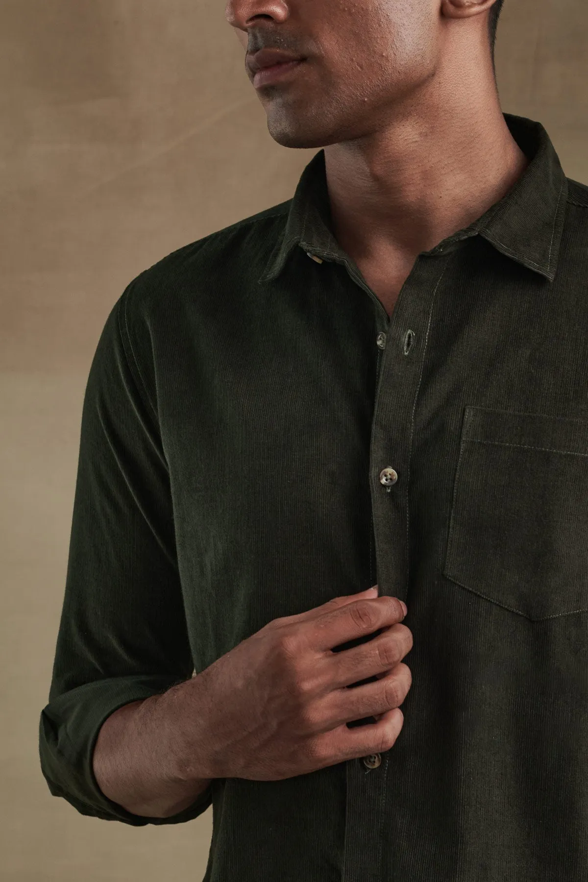 Frosty Olive Corduroy Shirt