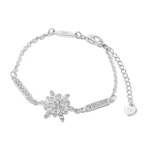 Frozen Winter CZ Snowflake Bracelet Sterling Silver