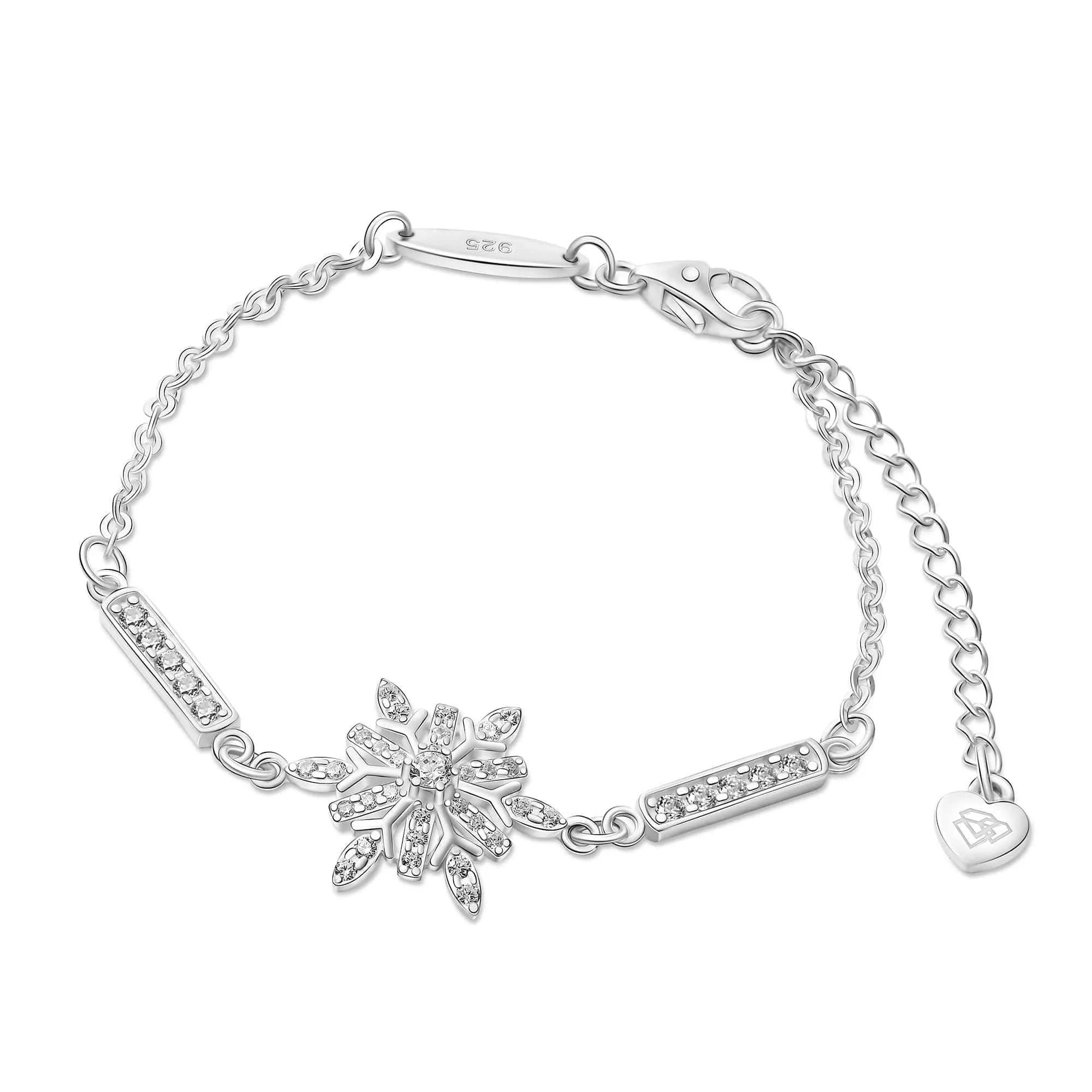 Frozen Winter CZ Snowflake Bracelet Sterling Silver