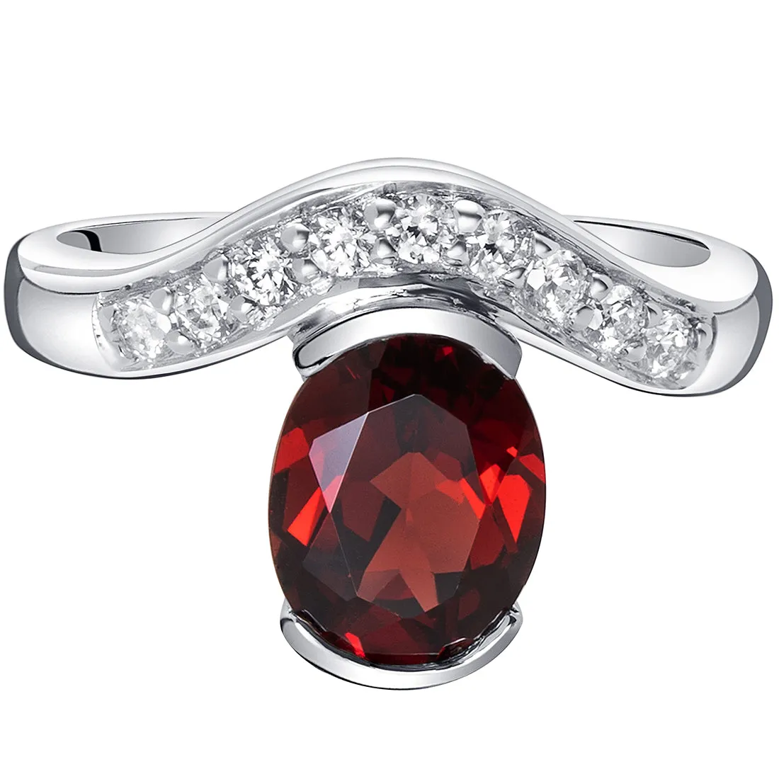 Garnet Oval Cut Sterling Silver Ring Size 6