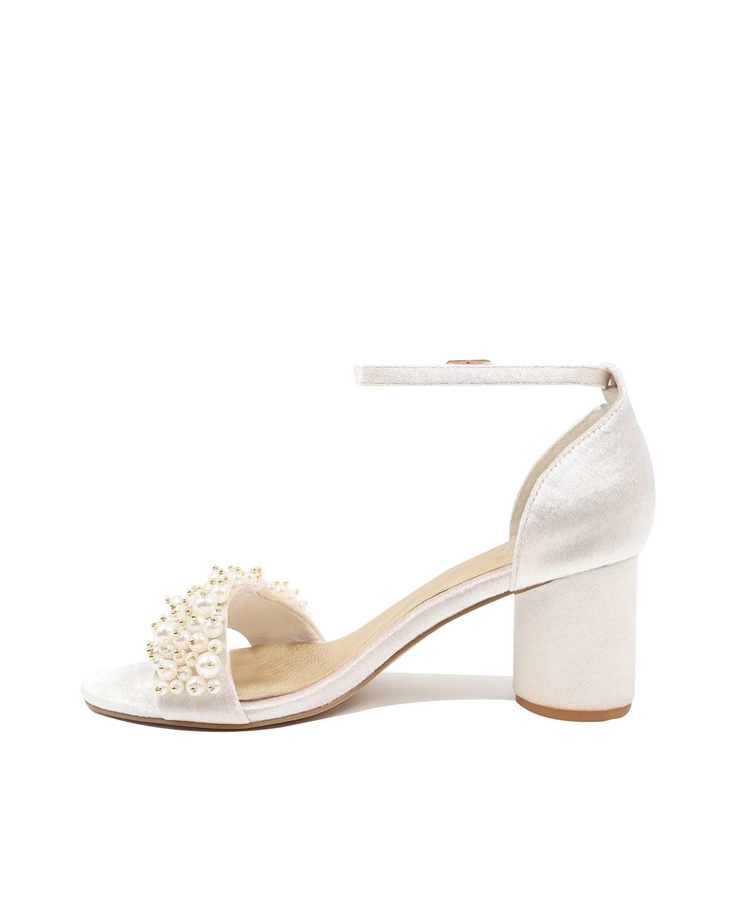 GLORIOUS - IVORY PEARL VELVET BRIDAL SHOES