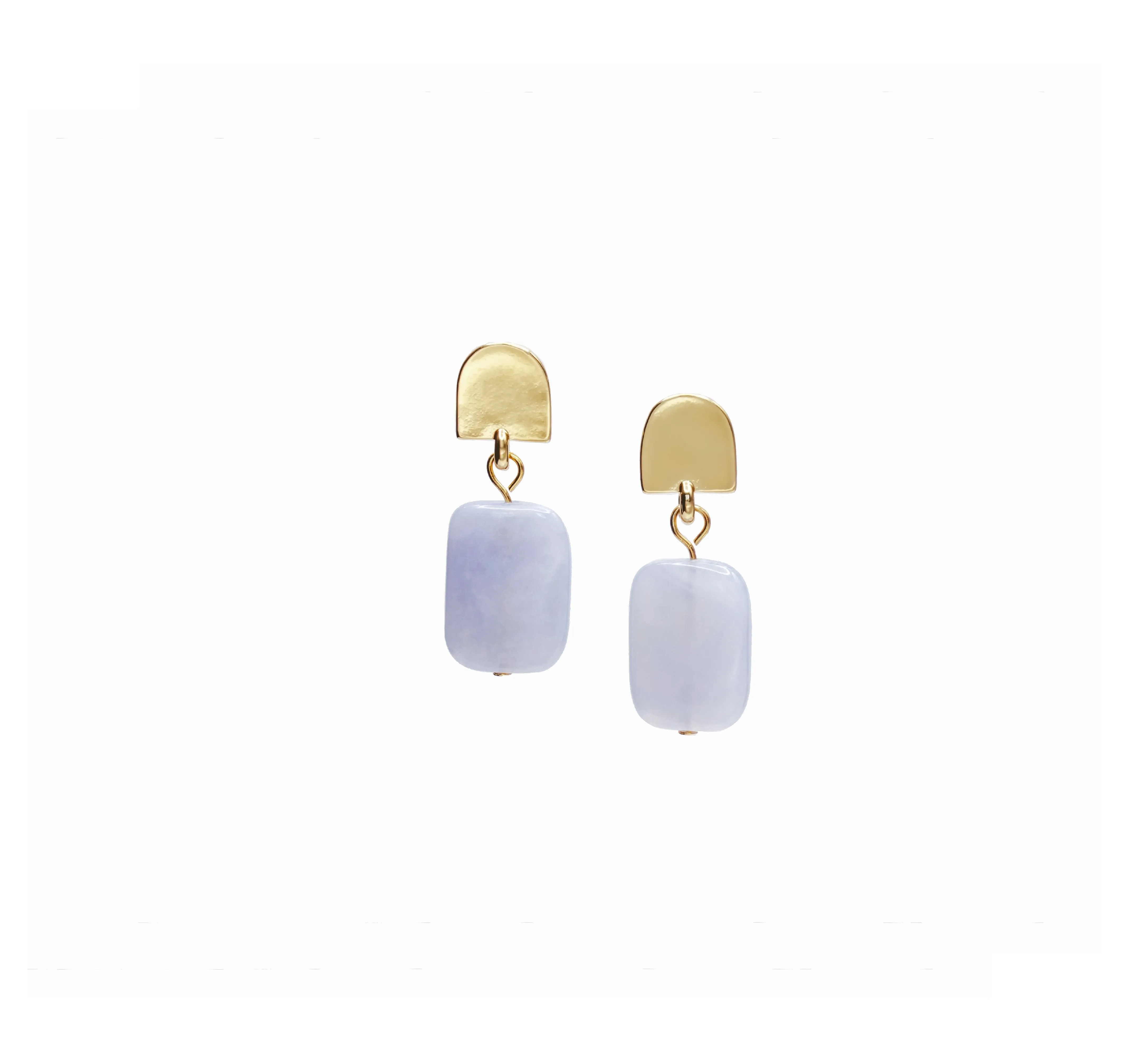 gold dome   baby blue agate earrings