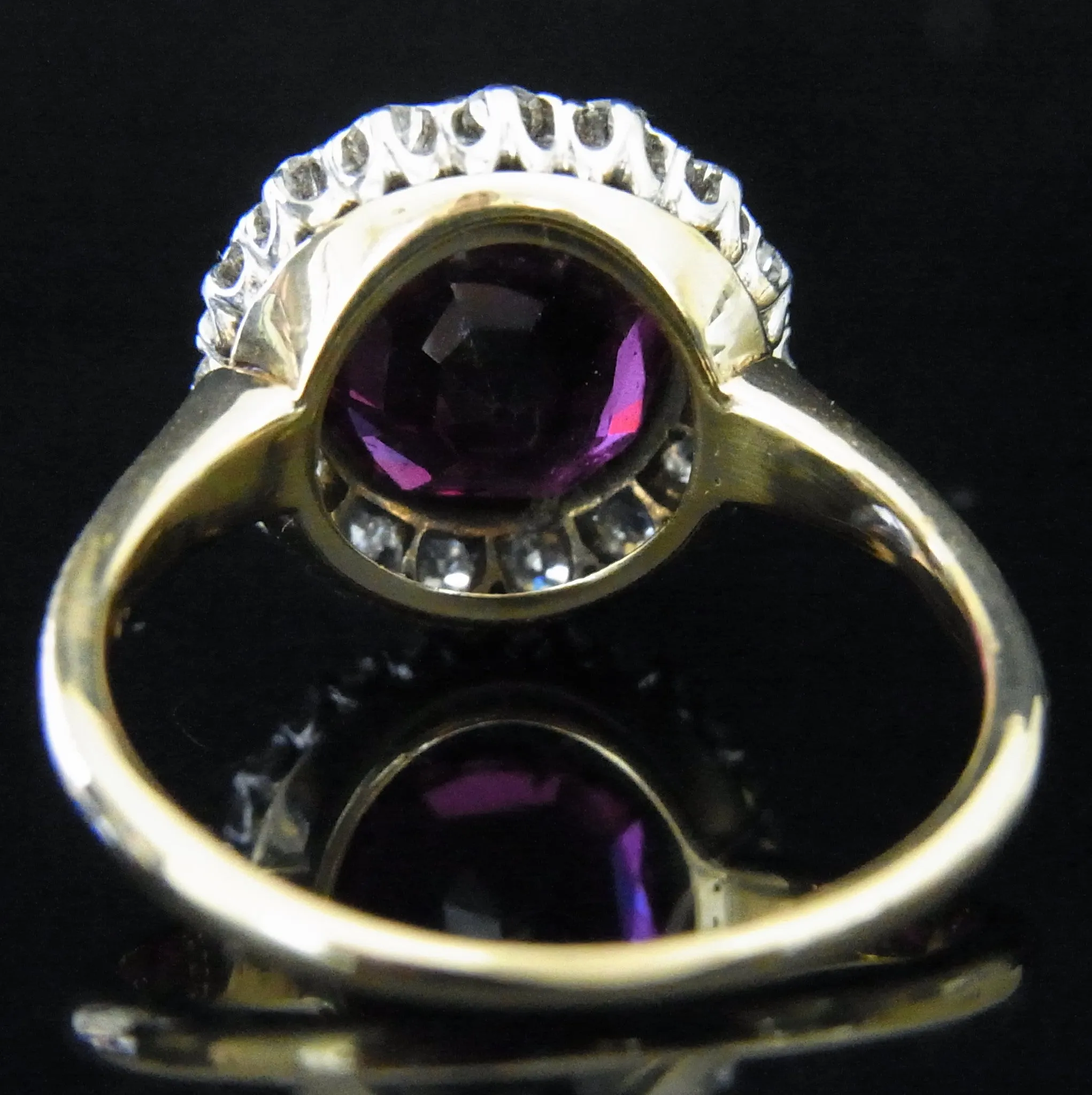 Gorgeous GIA Cert 3Ct Natural Ruby Old Euro Cut Diamond 18k Gold Ring Engagement