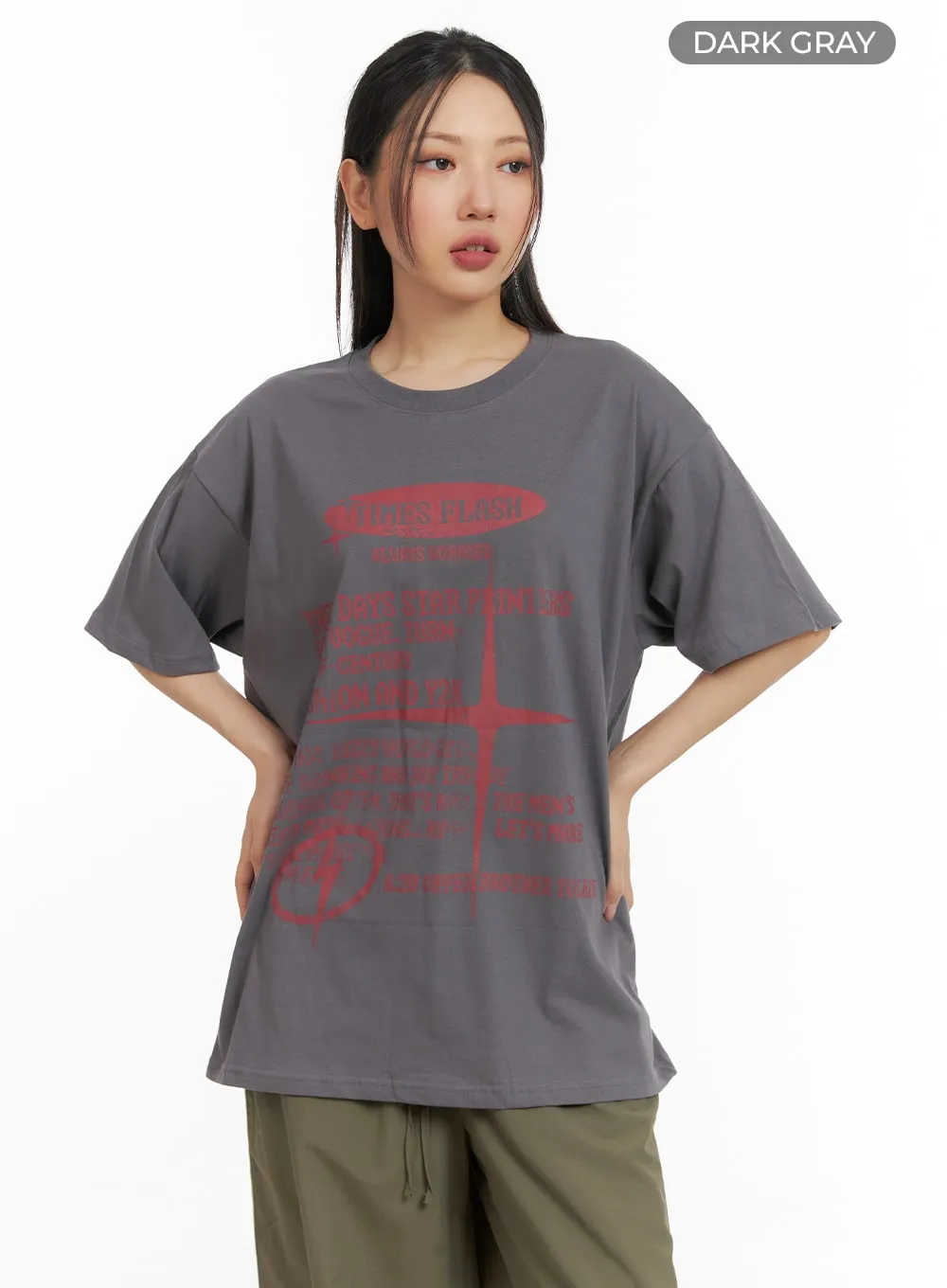 Graphic Lettering Oversized Tee CM419