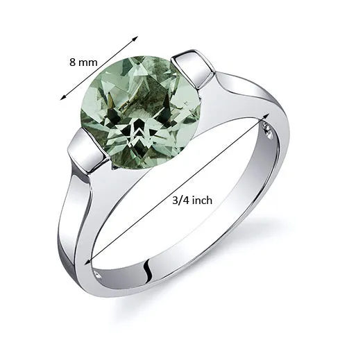 Green Amethyst Round Cut Sterling Silver Ring Size 5