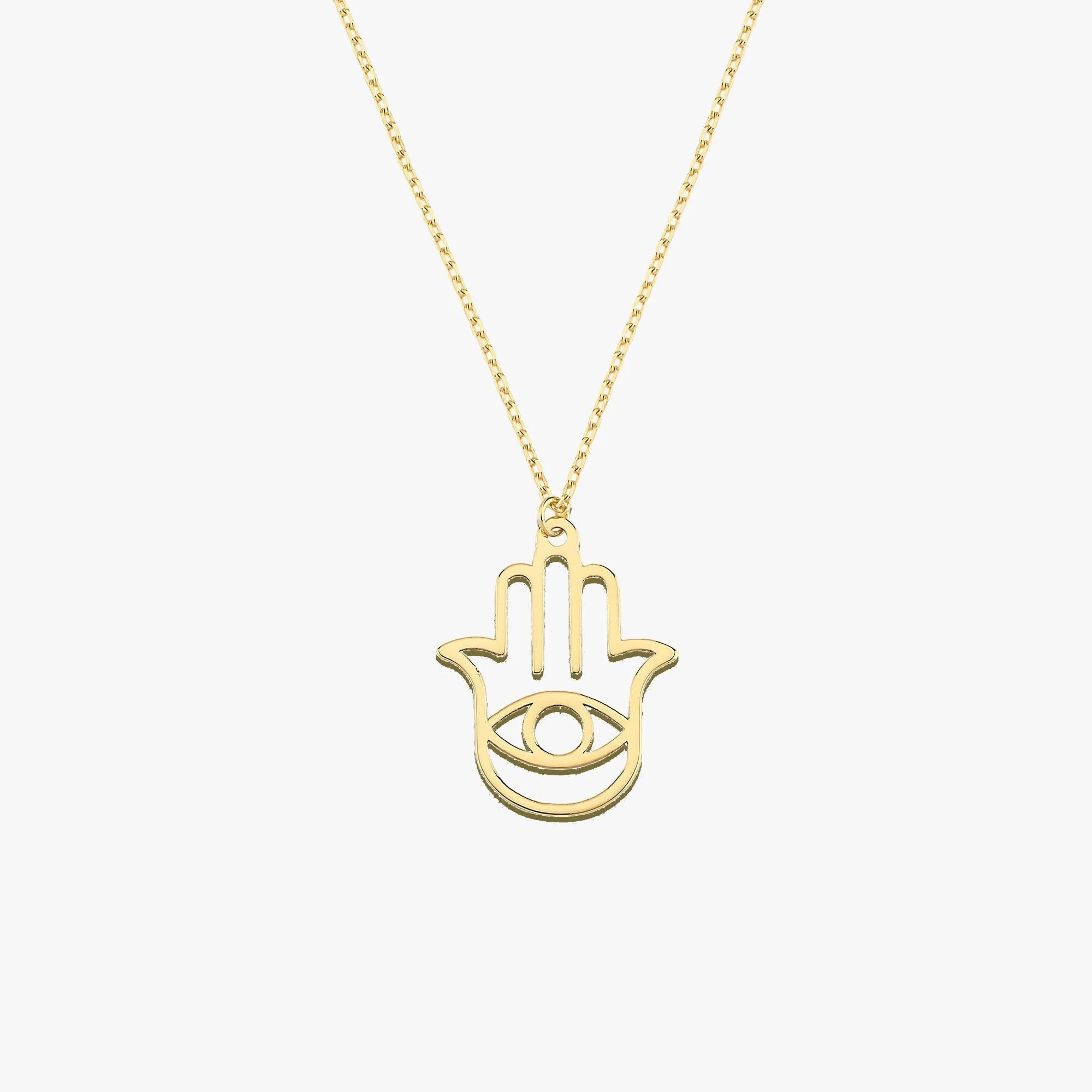 Hamsa Hand Necklace for Women | 14k Solid Gold