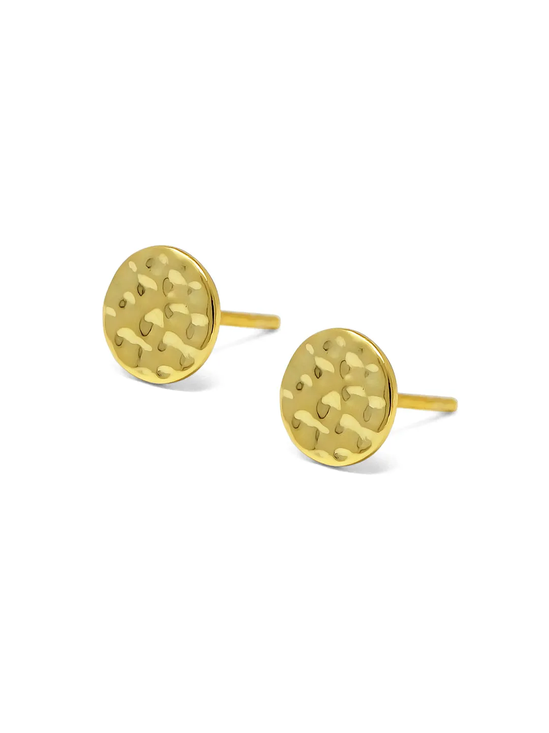 Hand Beaten Classic Mini Gold Plated Sterling Silver Stud Earrings