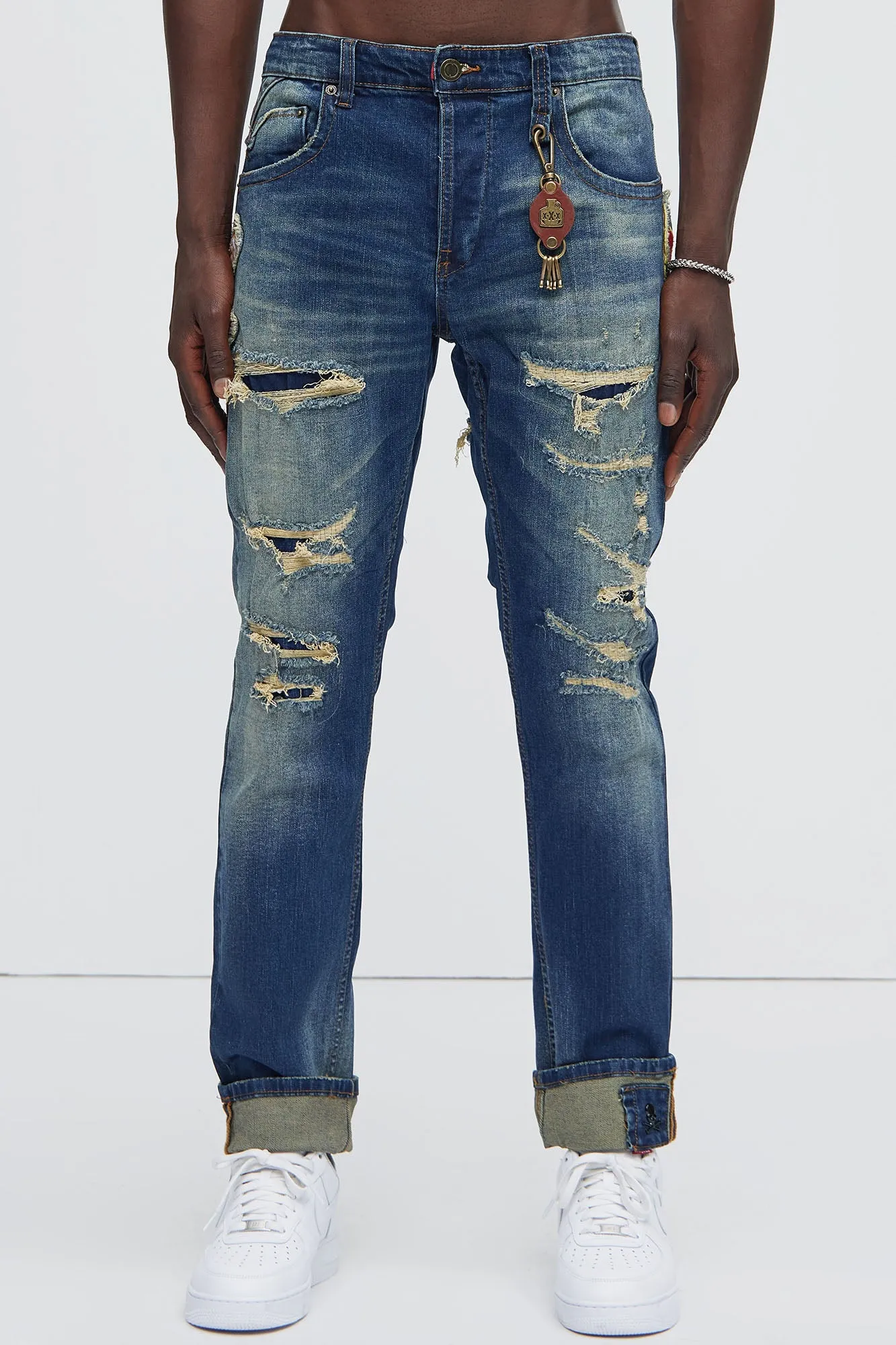 Hating On Me Distressed Skinny Jeans - Vintage Blue Wash