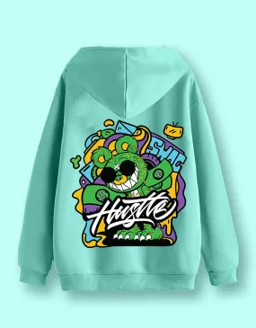 Hustle Mode: Green Print Men's Oversized Hoodie