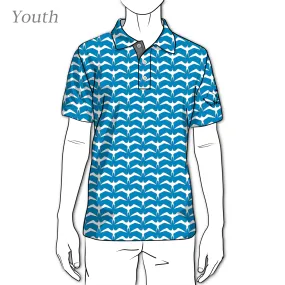 Iwa Flock Ocean Cloud- OGA Youth Polo - Blue / White