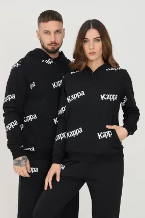 Kappa Felpa Cappuccio Authentic Fancy Nero Logo Repeat