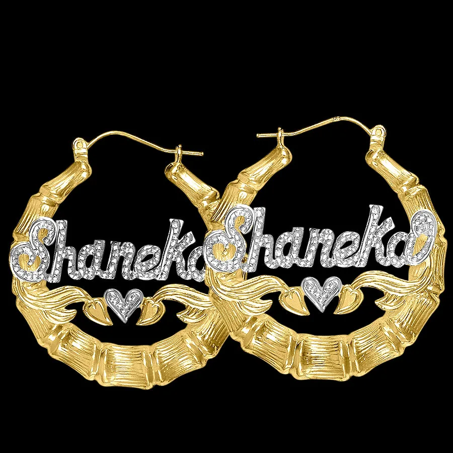 Kids Bamboo Beaded Name Hoop Earrings