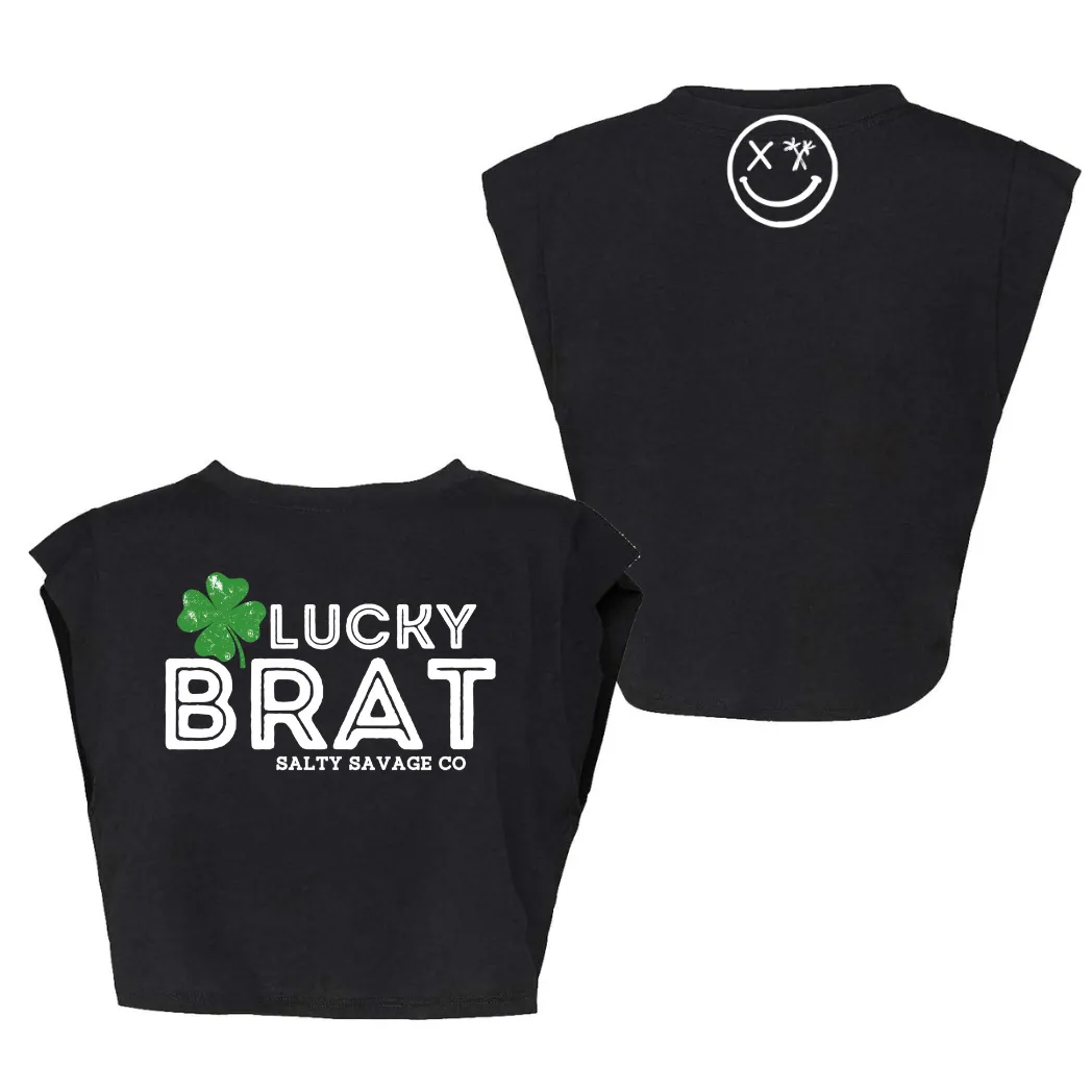 Ladies “LUCKY BRAT” Cropped Muscle Tank