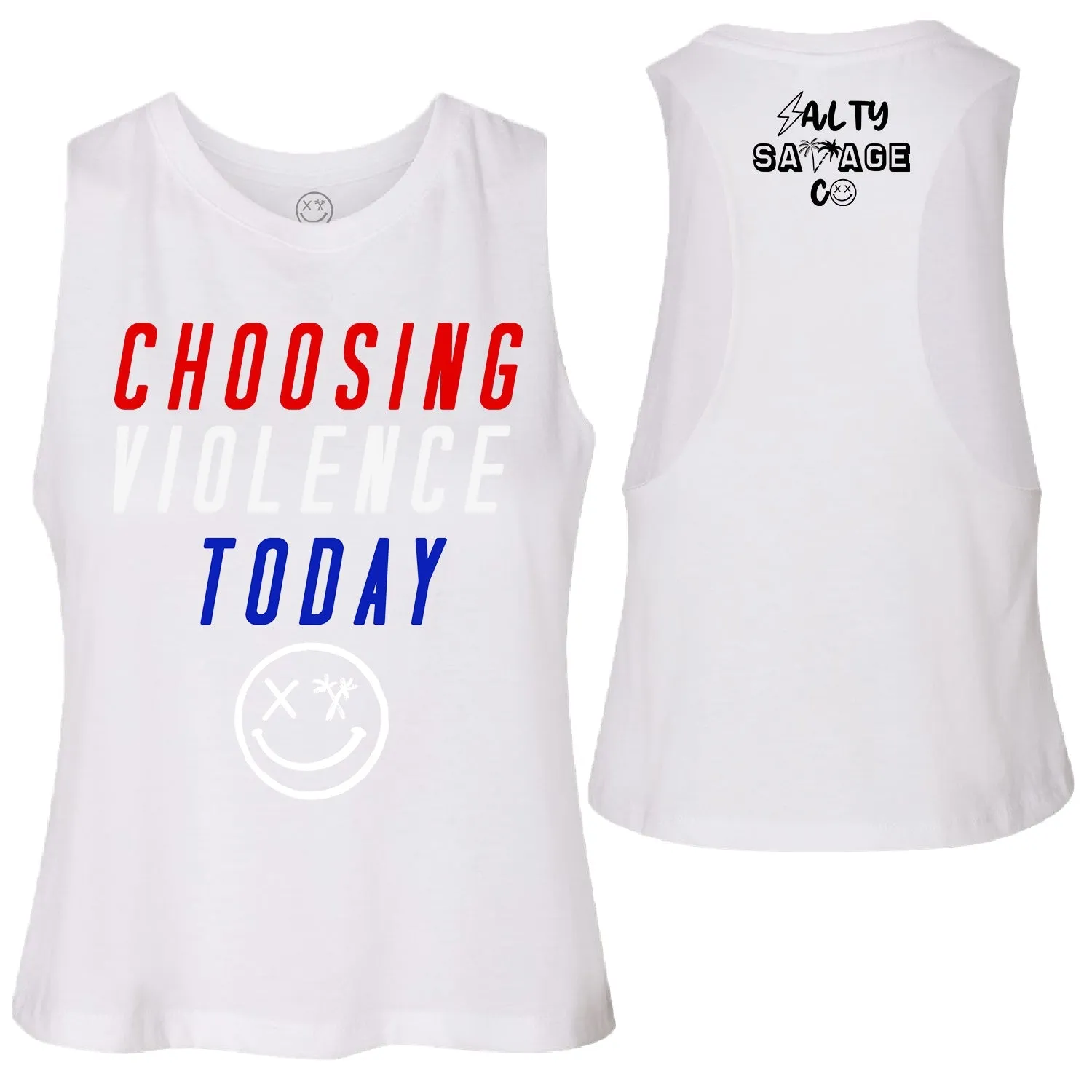 Ladies "CHOOSING VIOLENCE TODAY" Flowy Crop Tank | USA Edition