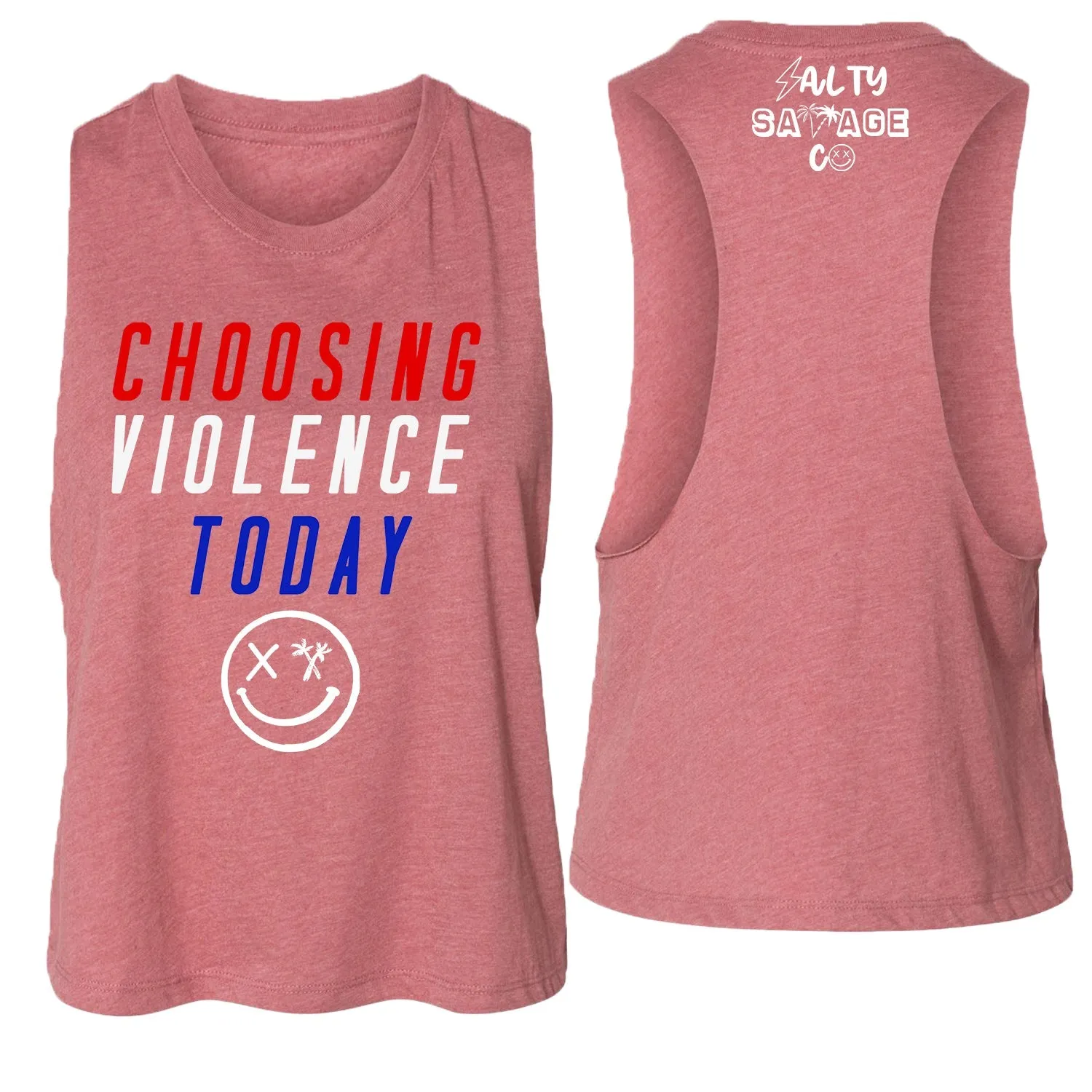 Ladies "CHOOSING VIOLENCE TODAY" Flowy Crop Tank | USA Edition