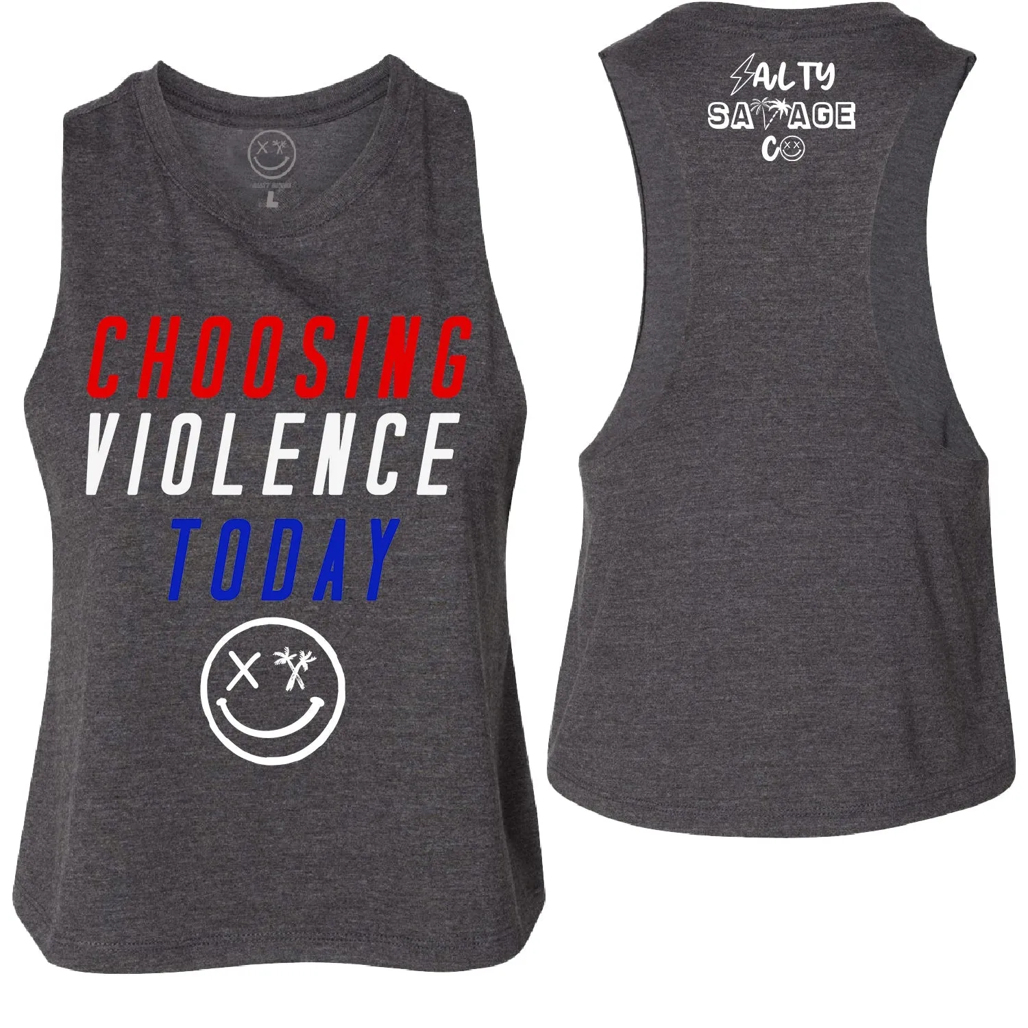 Ladies "CHOOSING VIOLENCE TODAY" Flowy Crop Tank | USA Edition