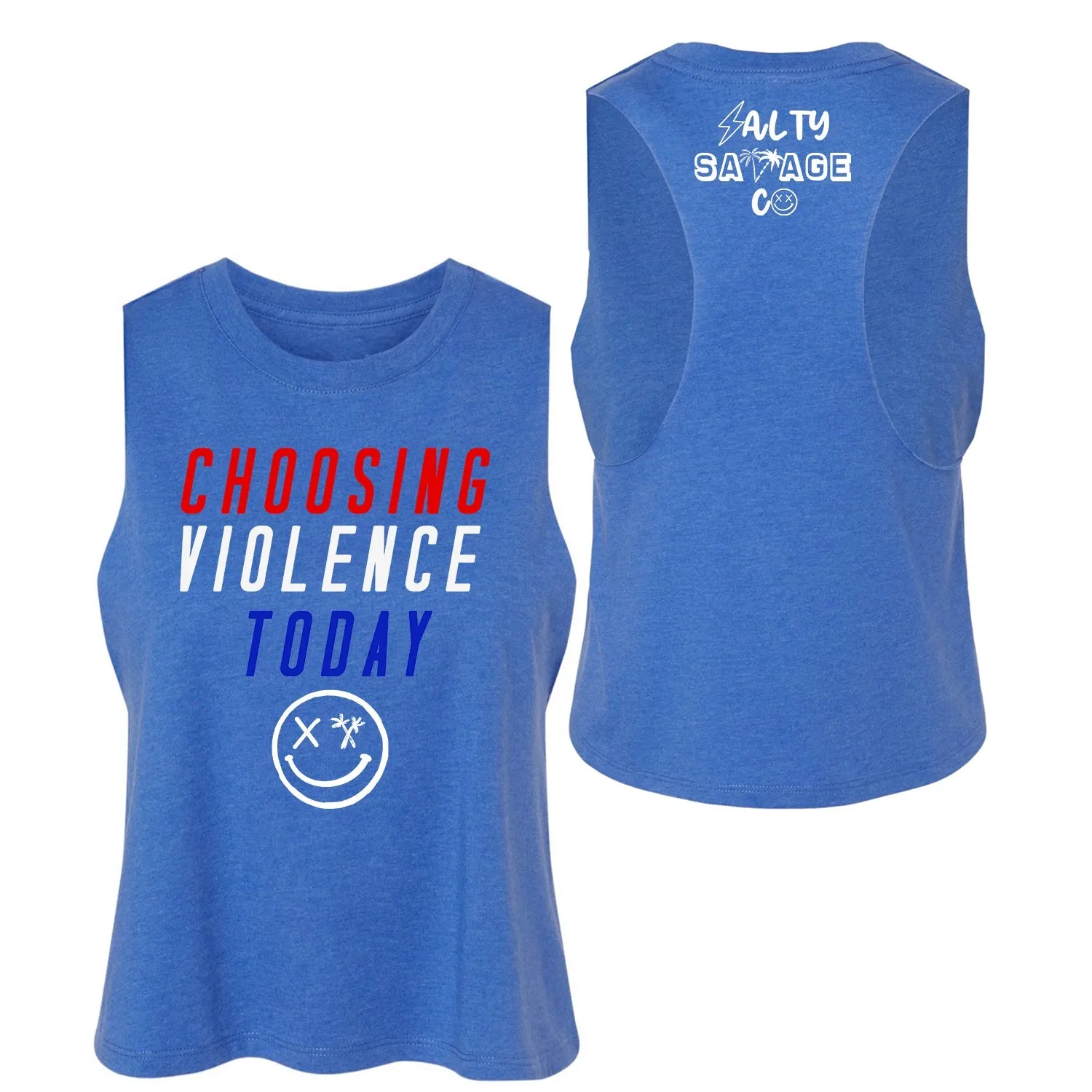 Ladies "CHOOSING VIOLENCE TODAY" Flowy Crop Tank | USA Edition