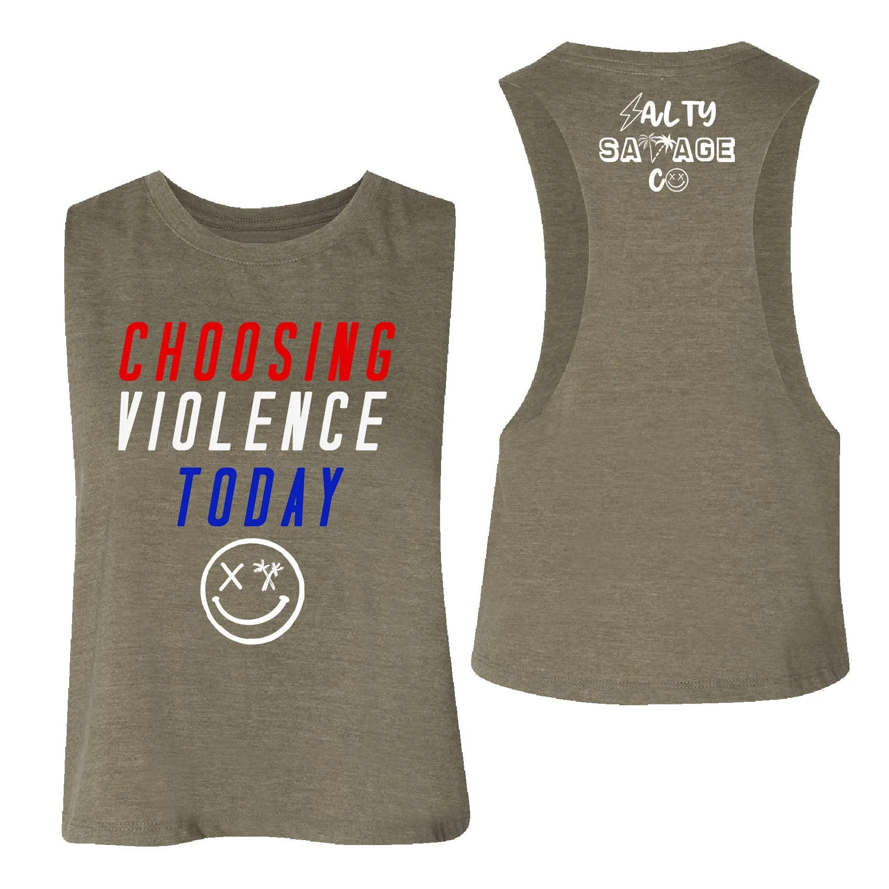 Ladies "CHOOSING VIOLENCE TODAY" Flowy Crop Tank | USA Edition