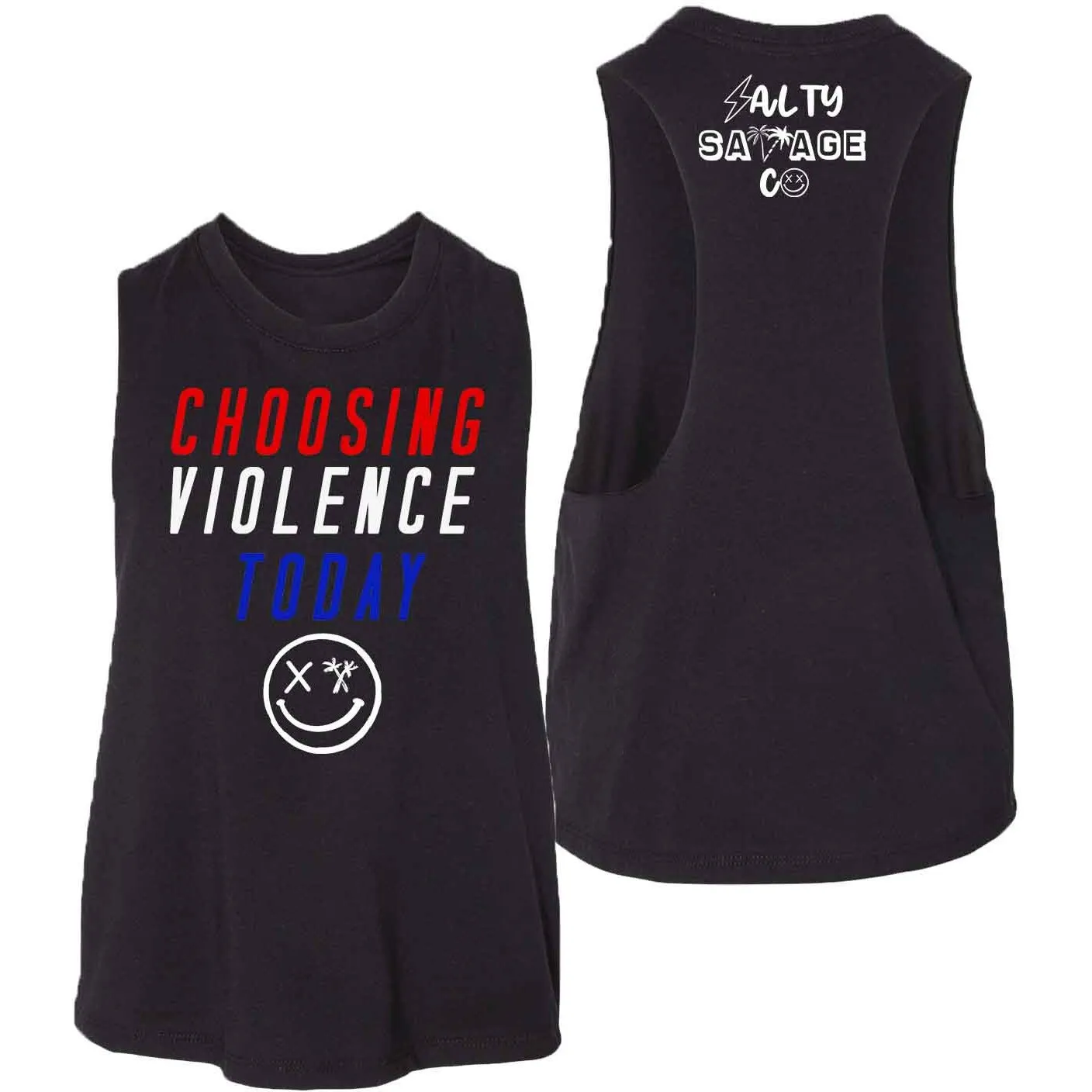 Ladies "CHOOSING VIOLENCE TODAY" Flowy Crop Tank | USA Edition