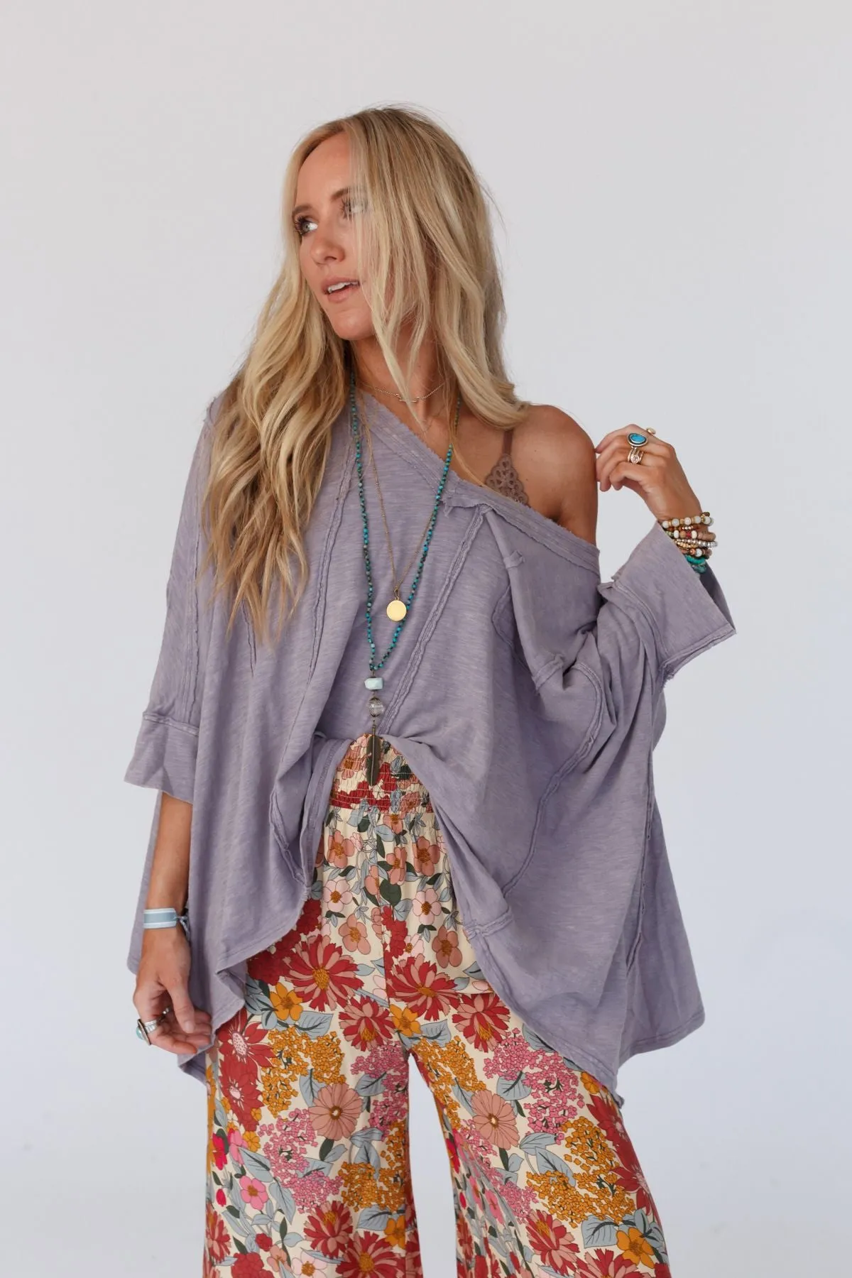 Landon Oversized Top - Lavender