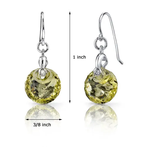 Lemon Quartz Earrings Sterling Silver Snail Cut 7.5 Carats