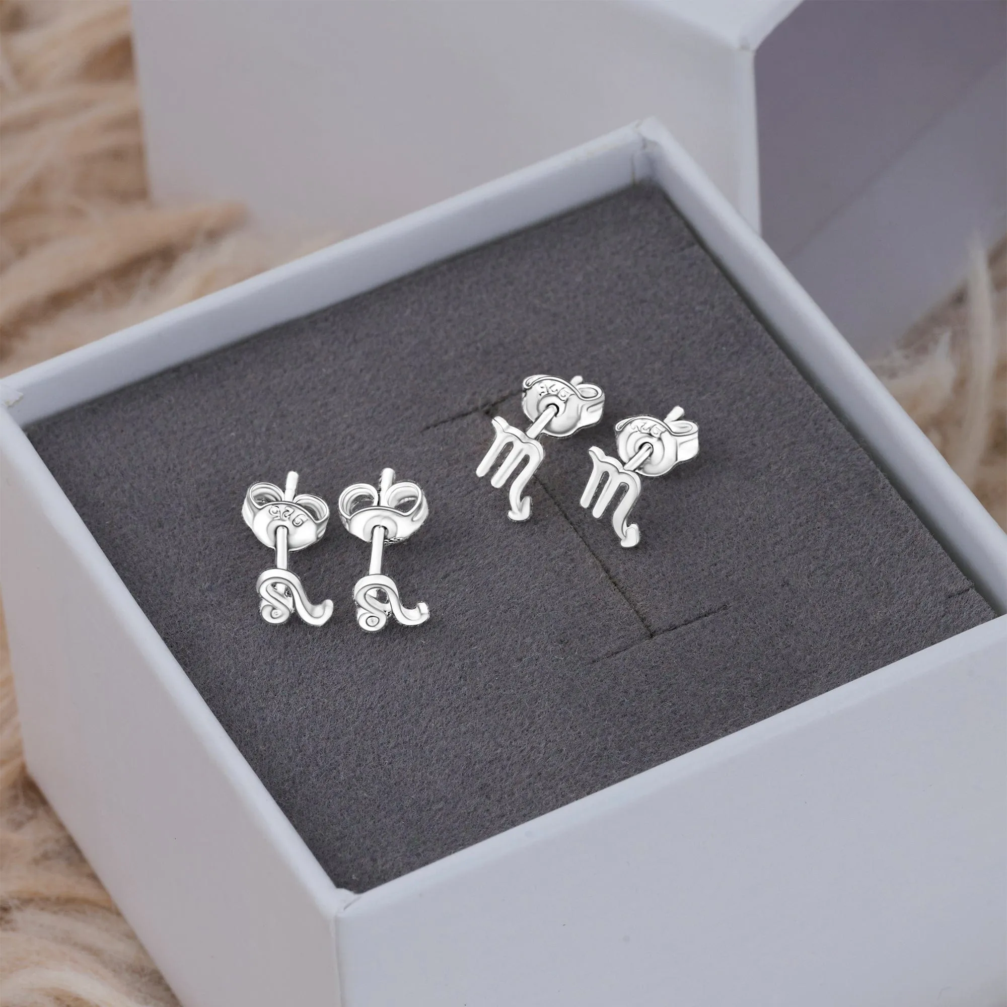 Leo Stud Earrings Sterling Silver - Zodiac Constellation Earrings