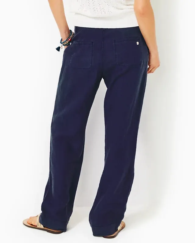 Lilly Pulitzer Women's 32" Breeta Linen Trouser - True Navy X True Navy