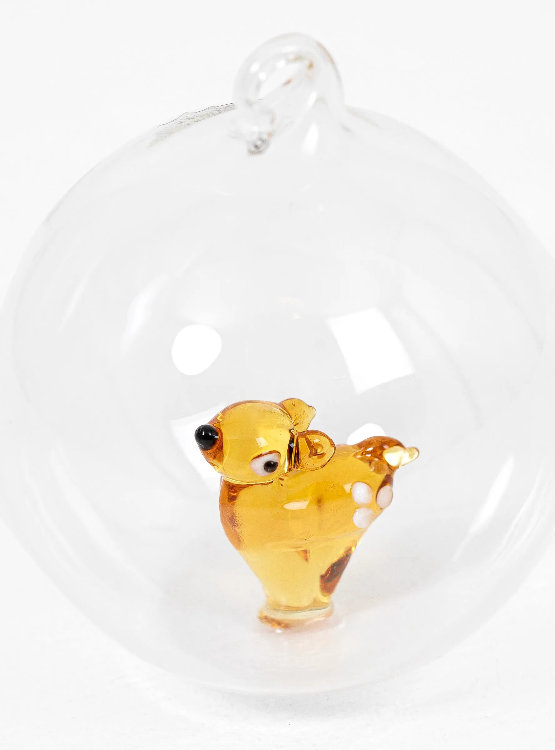 Lonely Fawn Christmas Ball Amber