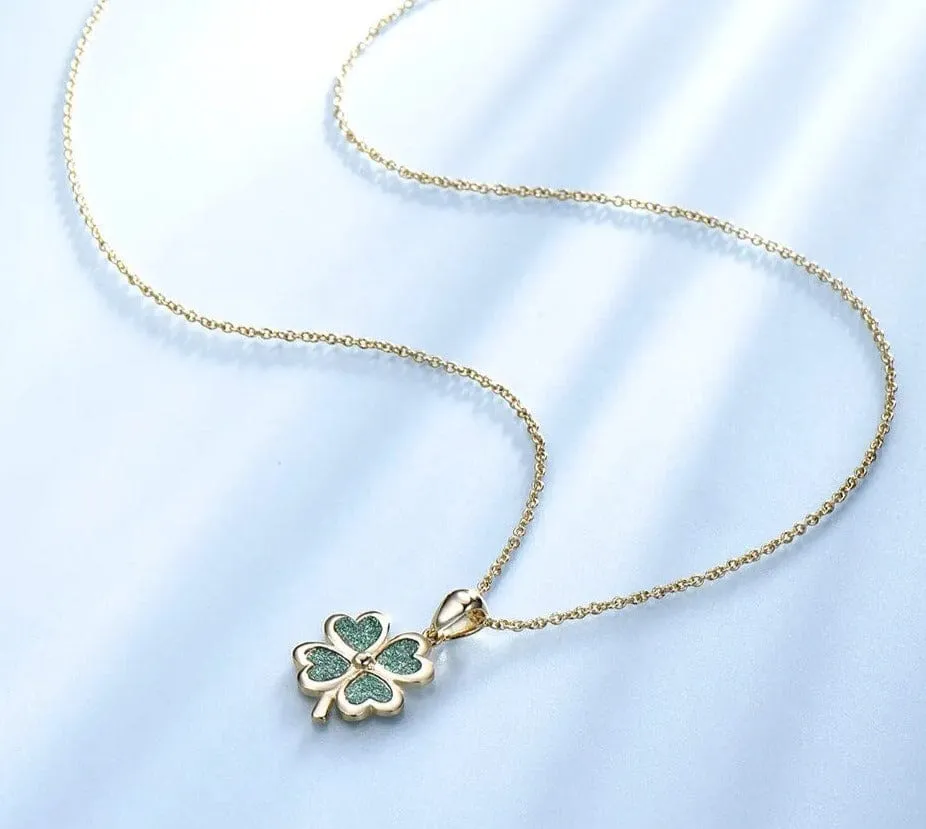 Lucky Four Leaf Clover Pendant 925 Sterling Silver Necklace