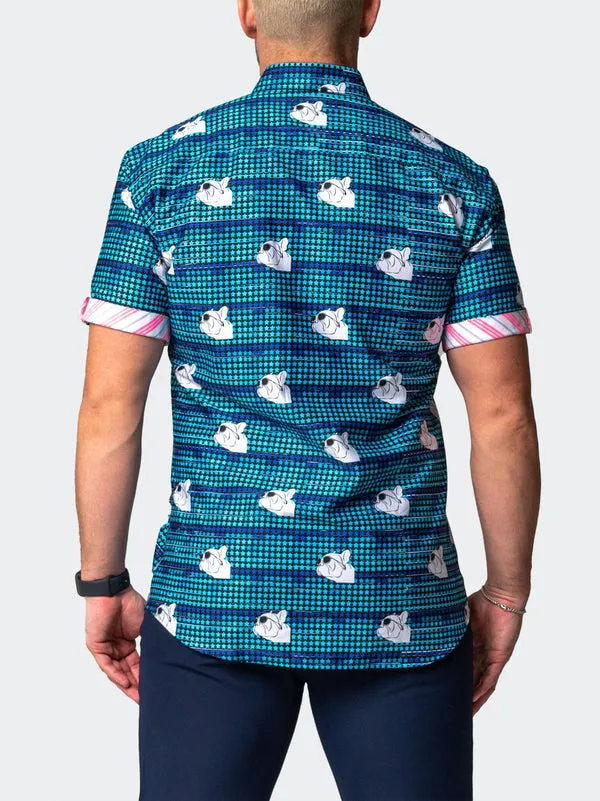 Maceoo Stretch Short-Sleeve Shirt | Galileo DogDream Blue