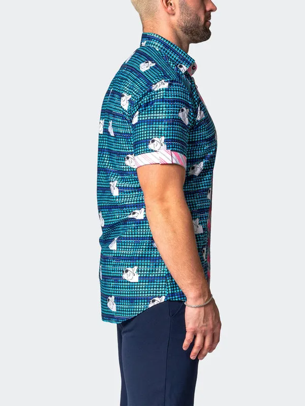 Maceoo Stretch Short-Sleeve Shirt | Galileo DogDream Blue