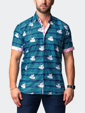 Maceoo Stretch Short-Sleeve Shirt | Galileo DogDream Blue