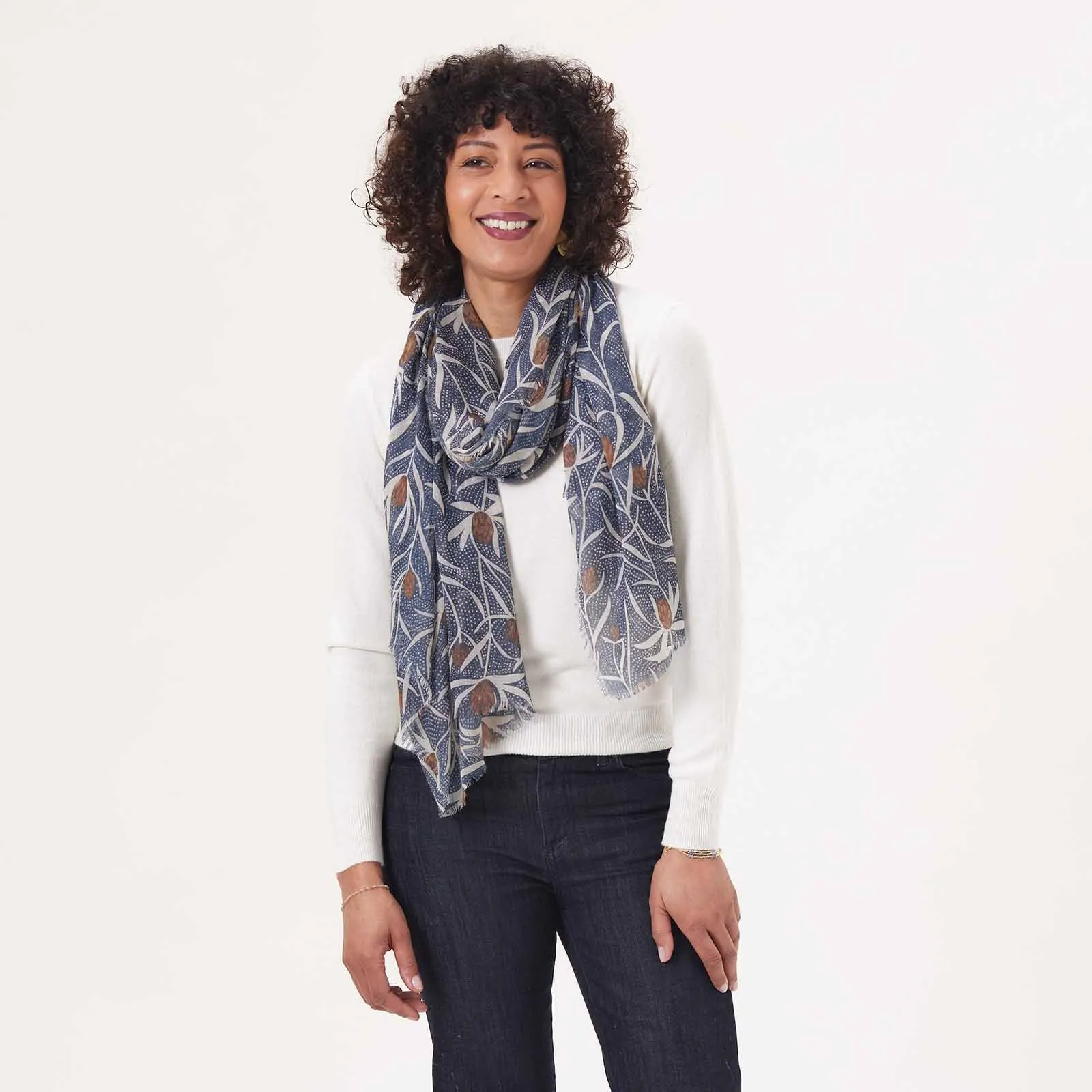 Magnolia Pod Blue Featherweight Scarf