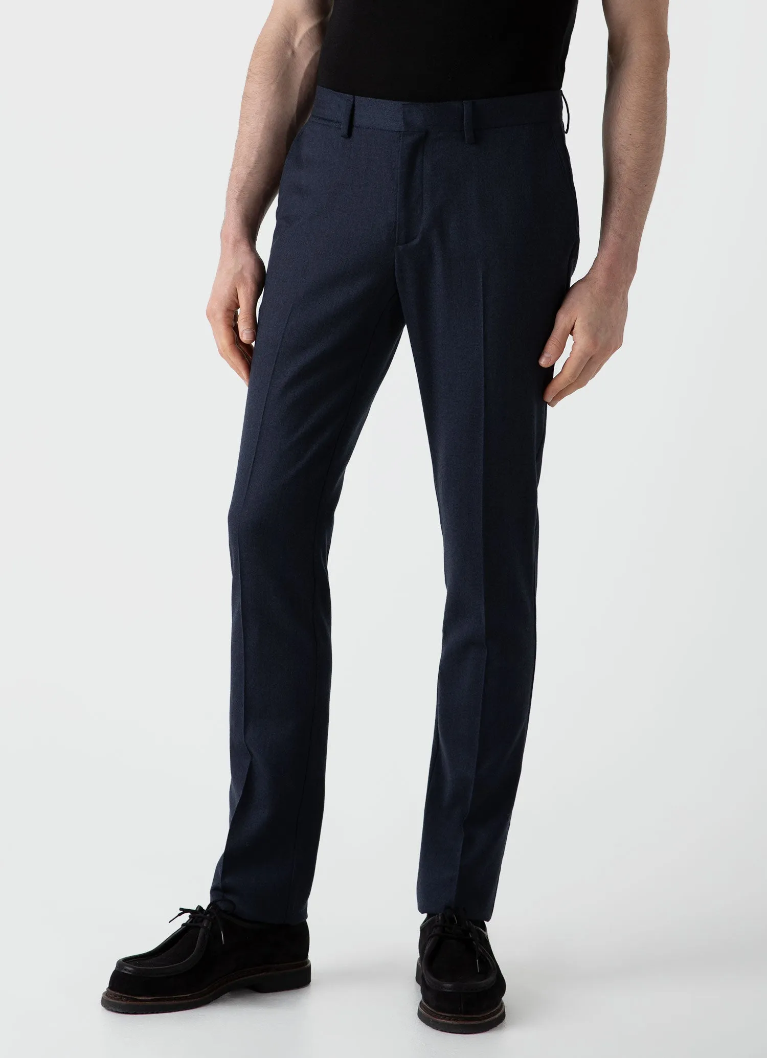 Men's Wool Trouser in Navy Melange