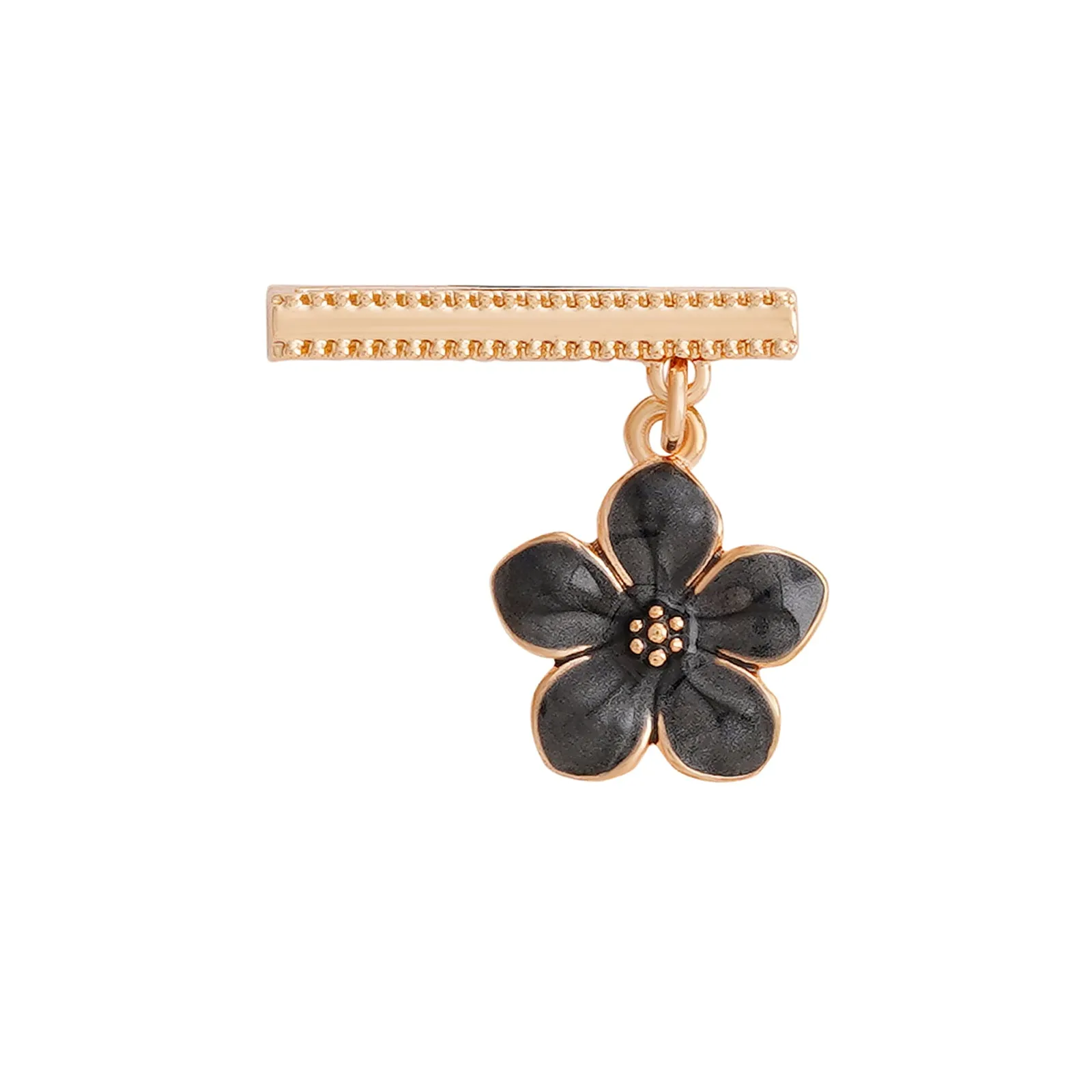 Midnight Blossom Gold & Black Pin Watch Charm