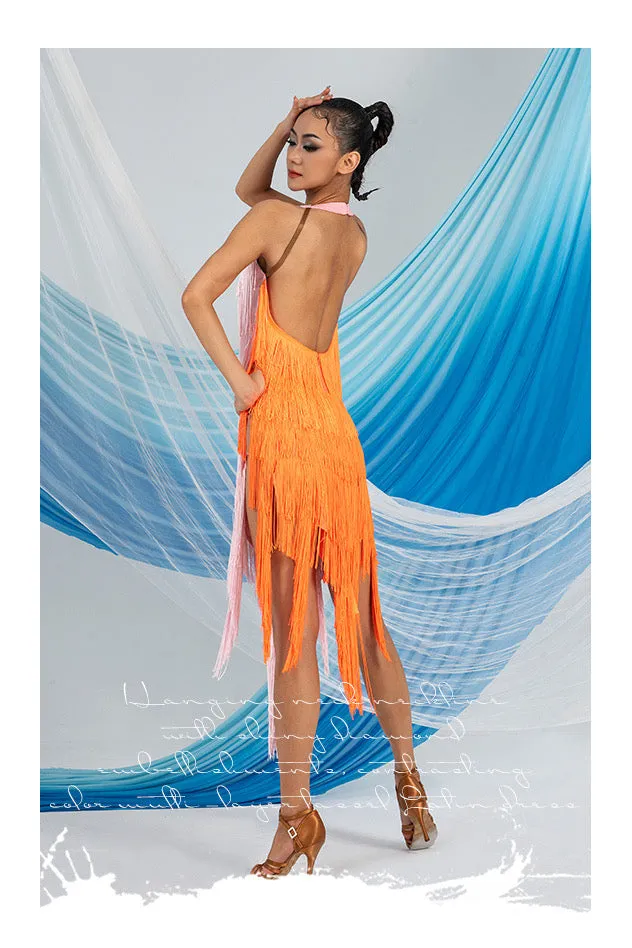 Mixed Fusion Latin Fringe Dance Dress | W24A354