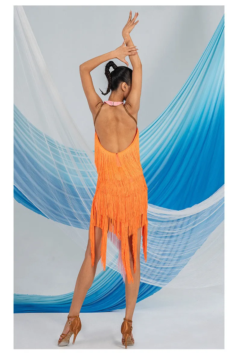 Mixed Fusion Latin Fringe Dance Dress | W24A354