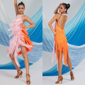 Mixed Fusion Latin Fringe Dance Dress | W24A354