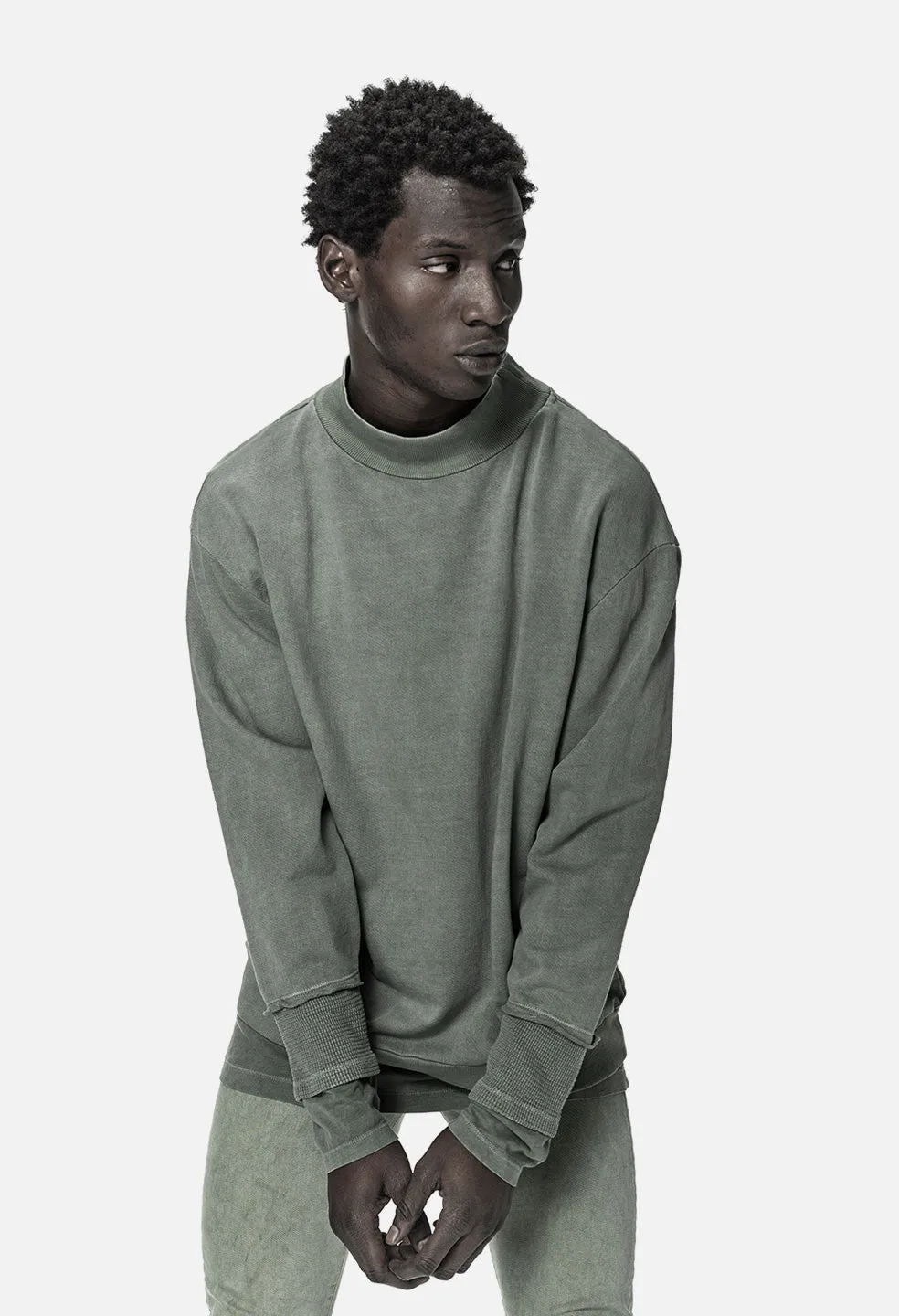 Mock Neck Pullover / Olive